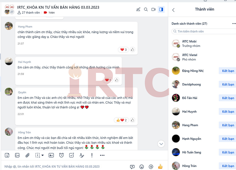 cảm nhận của học viên về khóa học kỹ năng tư vấn bán hàng