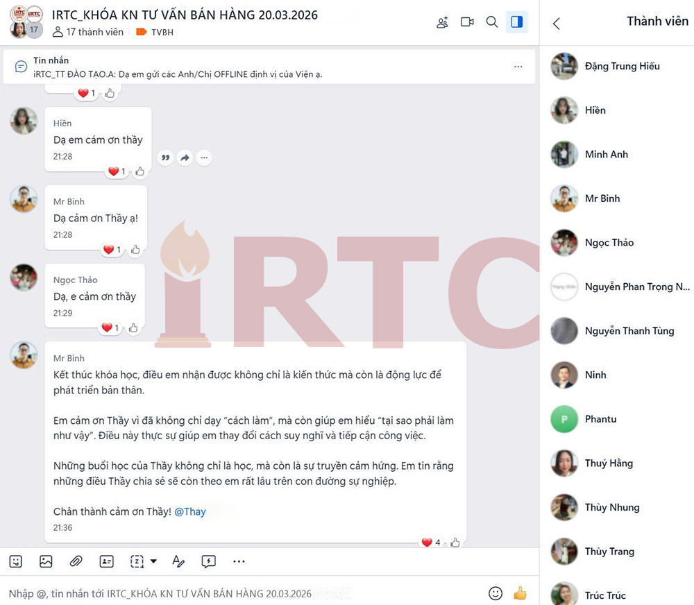 cảm nhận của học viên về khóa học kỹ năng chăm sóc khách hàng 