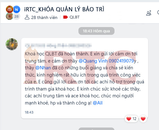 cảm nhận của học viên sau khóa học