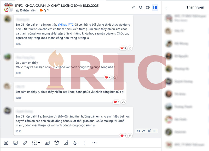 Cảm nhận của học viên về khóa học quản lý chất lượng